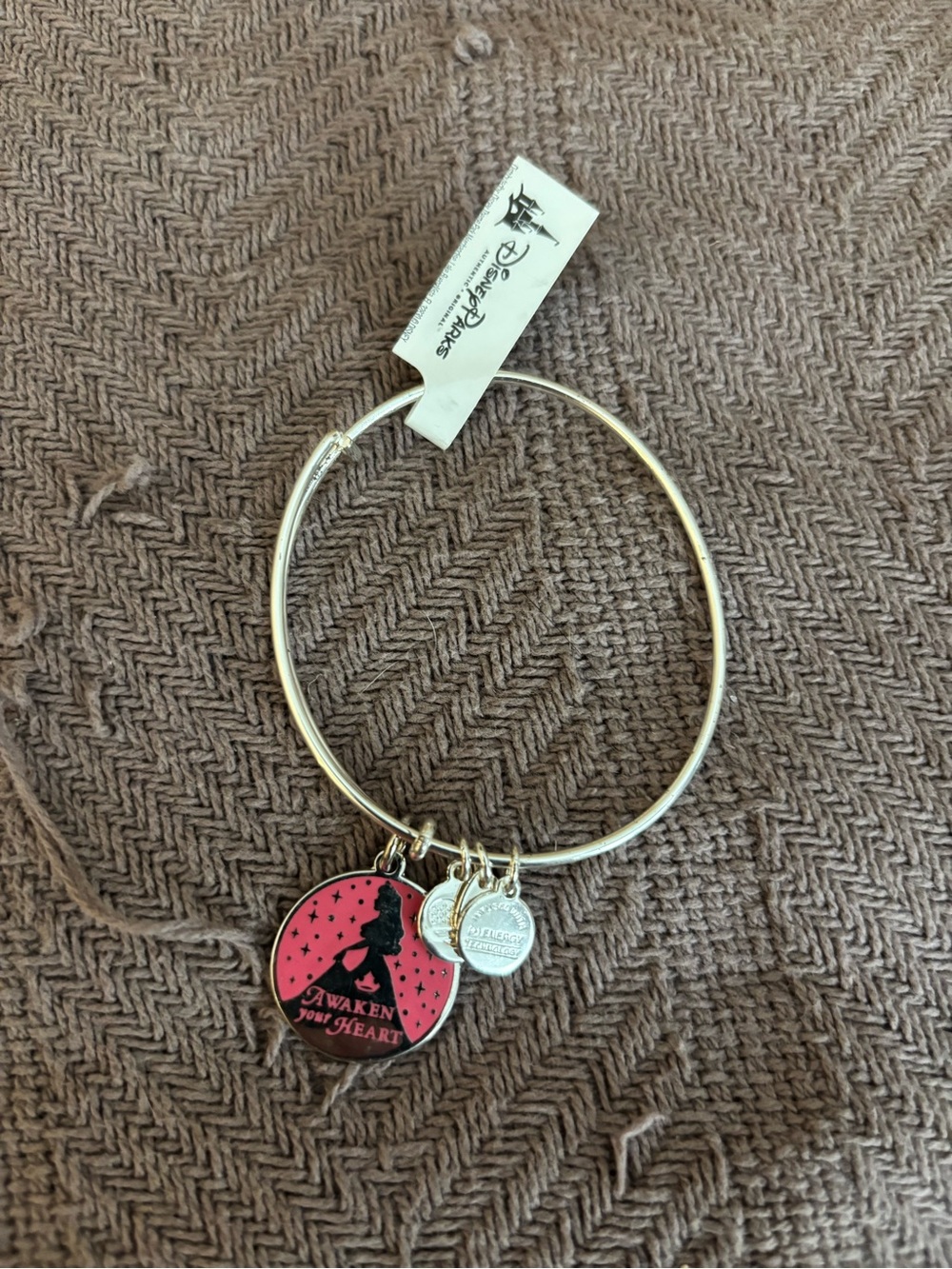 Disney Gold-Tone Bracelet with Pink 'Awaken Your Heart' Charm